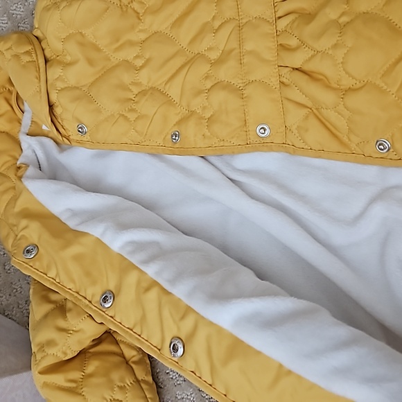 Girls mustard jacket with hearts and fleece lining with long sleeve top - Picture 3 of 7